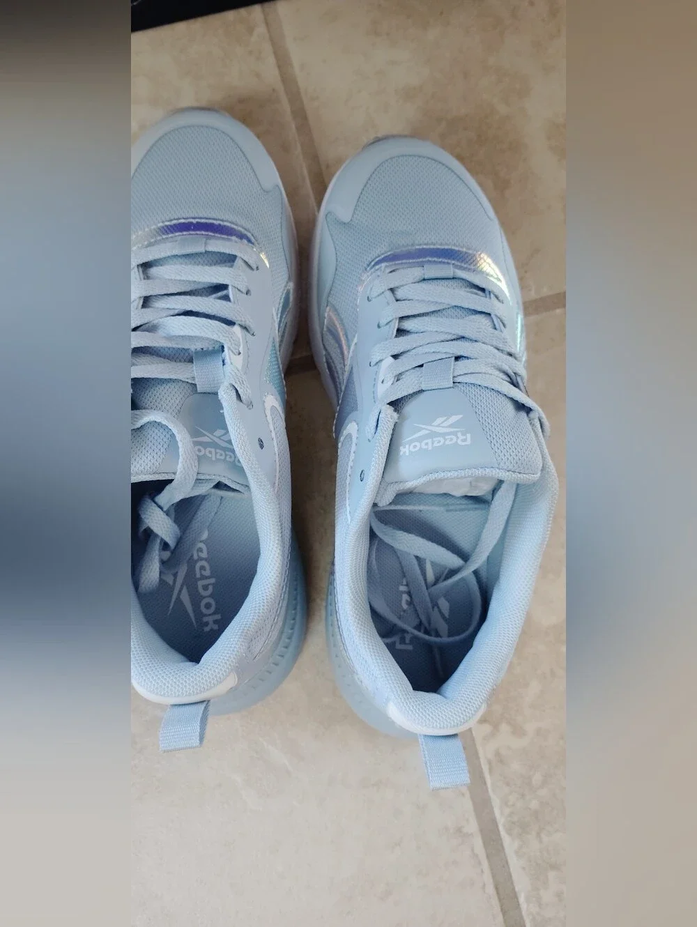 Reebok Rush Runner Light Blue Iridescent Sneakers Brand New Size 4k.